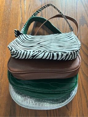 Lot of 4 Y2K Mini Shoulder Bags- Silver, Green, Zebra, Brown Animal Prints